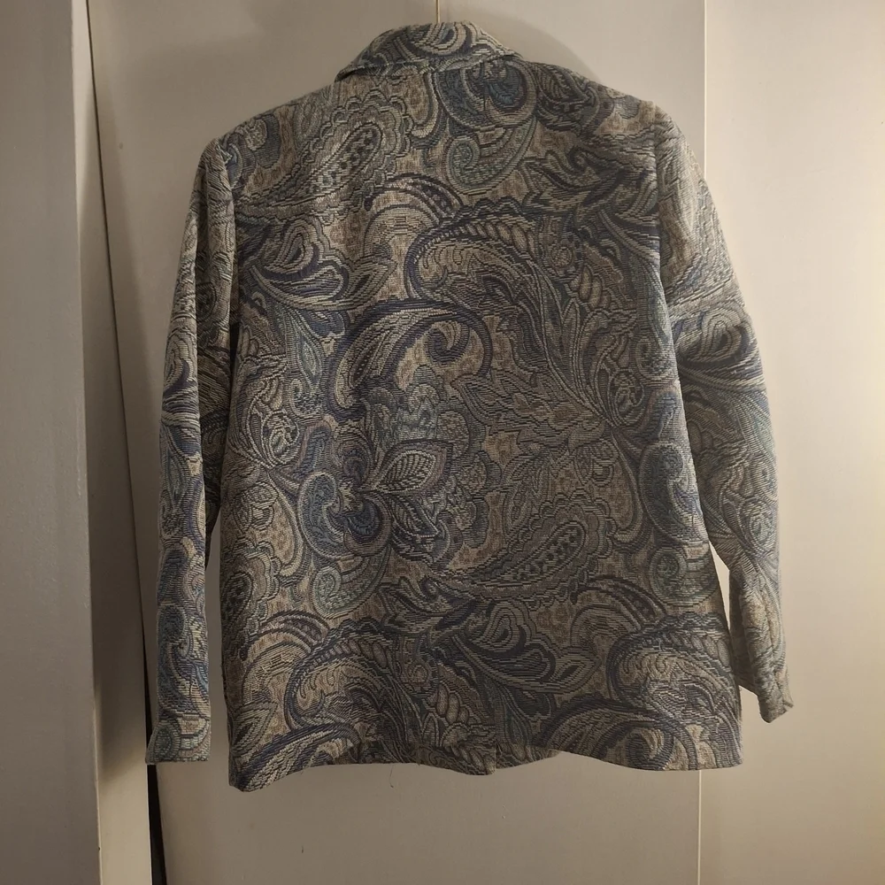 Alfred Dunner Women's Blue and Cream Tapestry Jacket